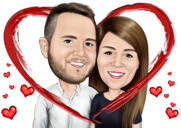 Caricatura de pareja de San Valentín en corazón