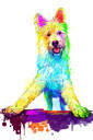 Vlastní kreslený pes - pastelový akvarel ve stylu celého těla