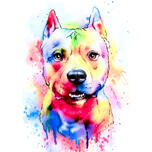 Staffordshire Bull Terrier Watercolor Portrait from Photos