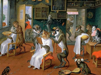 8. «Парикмахерская с обезьянами и кошками» (1647) Авраама Тенирса.-0