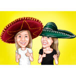 Two Persons Wearing Mexican Hats