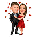 Valentine's Day Couple Caricature in Pencil Style