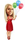 Hand-Drawn Full-Body Birthday Cartoon from Photo - Perfect Custom Gift for Her