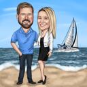 Couple sur un voilier, caricature tirée de photos