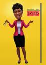 Full Body Caricature with Single Color Background