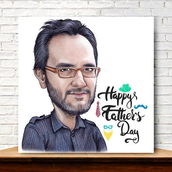 Imprimare cu caricatură pe pânză pentru cadou personalizat pentru tată de Ziua Tatălui