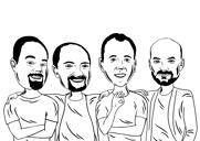 Outline Group Caricature Drawing