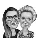 Mor med mormor porträtt i svart och vitt