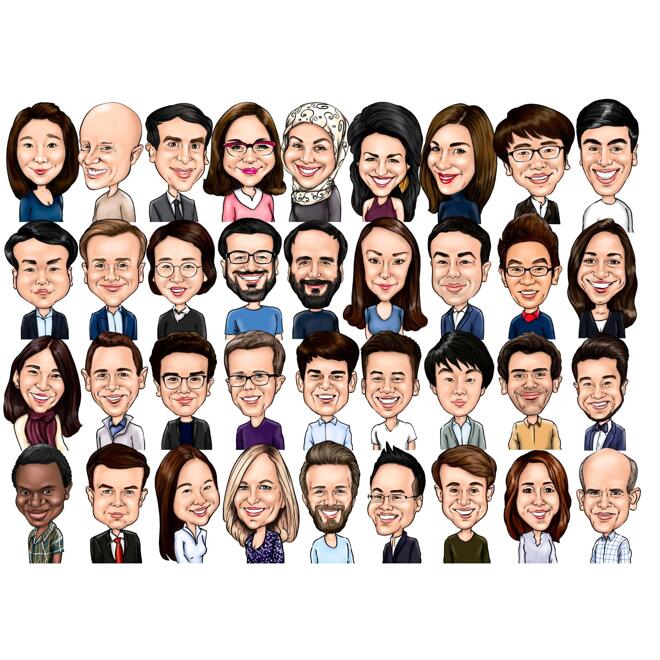 Funny Group Cartoon Caricature for Companies