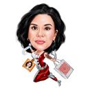 Caricatura de superhéroe femenina en acción