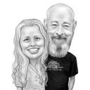 Couple Caricature Black and White Pencils Style