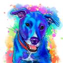 Bluish Watercolor Dog Portrait