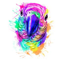 Jasný akvarel papoušek karikatura portrét z fotografie