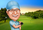 Caricatura regalo di compleanno di un golfista