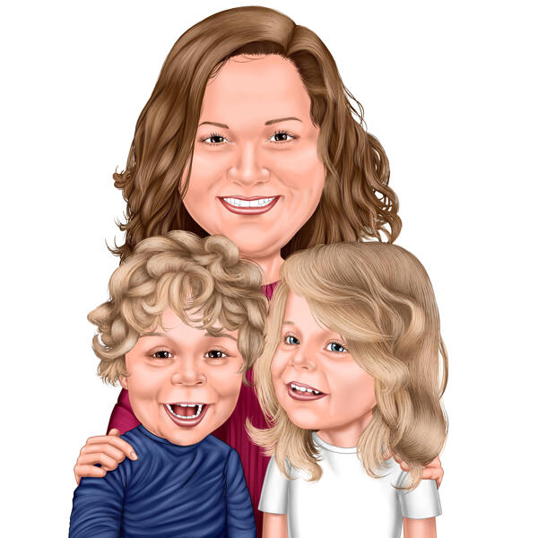 Dibujo de mamá con dos niños