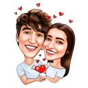 Caricatura di coppia di cuori angelici per biglietto di San Valentino