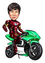 Dibujo de dibujos animados de motociclista personalizado