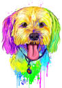 Retrato colorido aquarela da raça do cão Bichon Frise com fundo