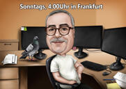 Hand Drawn Office Desk Caricature