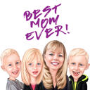 Mother with Children Personalized Portrait
