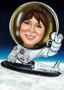 Astronauta pilota pasūtījuma karikatūra ar plaknes fonu
