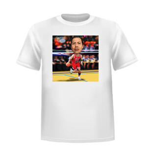 Sport Caricature of Person Hand Drawn in Colored Style with Custom Background as T-shirt Print