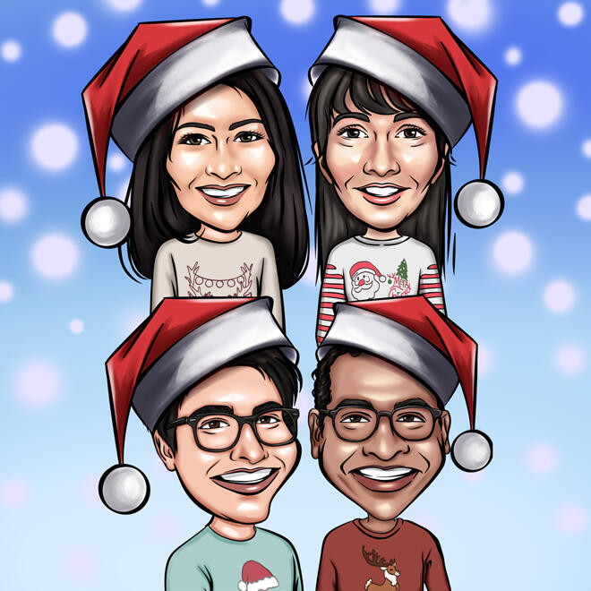 Christmas Group Cartoon: Digital Color Style