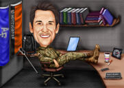 Soldier Office Caricature Drawing