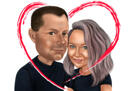 Couple+Caricature+Holding+Hearts