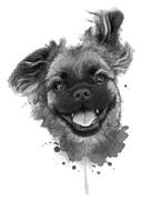 Dog+with+Cat+and+Birds+-+Mixed+Pet+Caricature+Portrait+in+Watercolor+Style+from+Photos