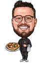 Presente de caricatura de chef de cozinha personalizado desenhado à mão em estilo colorido com fundo cinza