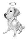 صورة الكلب التذكاري باللونين الأبيض والأسود