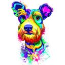 Caricatură acuarelă personalizabilă Memorial Fox Terrier din fotografii cu Halo