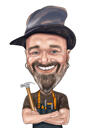 Caricatura de persona laboral en estilo de color con fondo personalizado de fotos