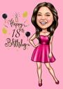 18th Anniversary Birthday Gift Caricature