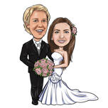 Hochzeit Ganzkörper Braut und Bräutigam Cartoon