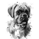 Custom Black and White Dog Portrait – Watercolor Pet Art from Photo