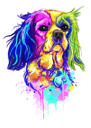 Rainbow Watercolor Spaniel Porträtt från Foto
