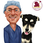 Vet with Pet Colored Drawing