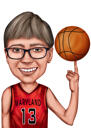 Kid Caricature Holding Basketball Ball