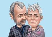 Grandparents Memorial Cartoon Portrait with Sky Blue Background