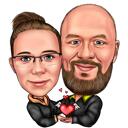 Caricatura di coppia di cuori angelici per biglietto di San Valentino