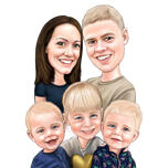 Ritratto caricaturale di famiglia a matita