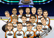 Hockey Team Caricature in Uniforms