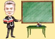 Caricatura de corpo inteiro de professor de matemática