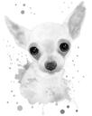 Joli portrait de chihuahua gris anthracite dans un style aquarelle à partir de photos