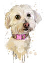 Bichon Maltaise Toy Dog in Soft Watercolor Pastel Style from Photos