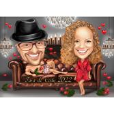 Funny Scene Couple Caricature