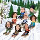 Snow Sled Caricature Corporate Christmas Card