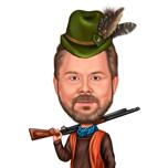 Portrait de dessin animé de chasseur à partir d'une photo